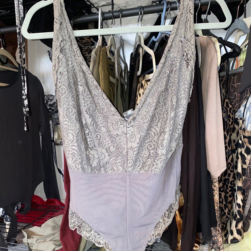 Lace and mesh body suit